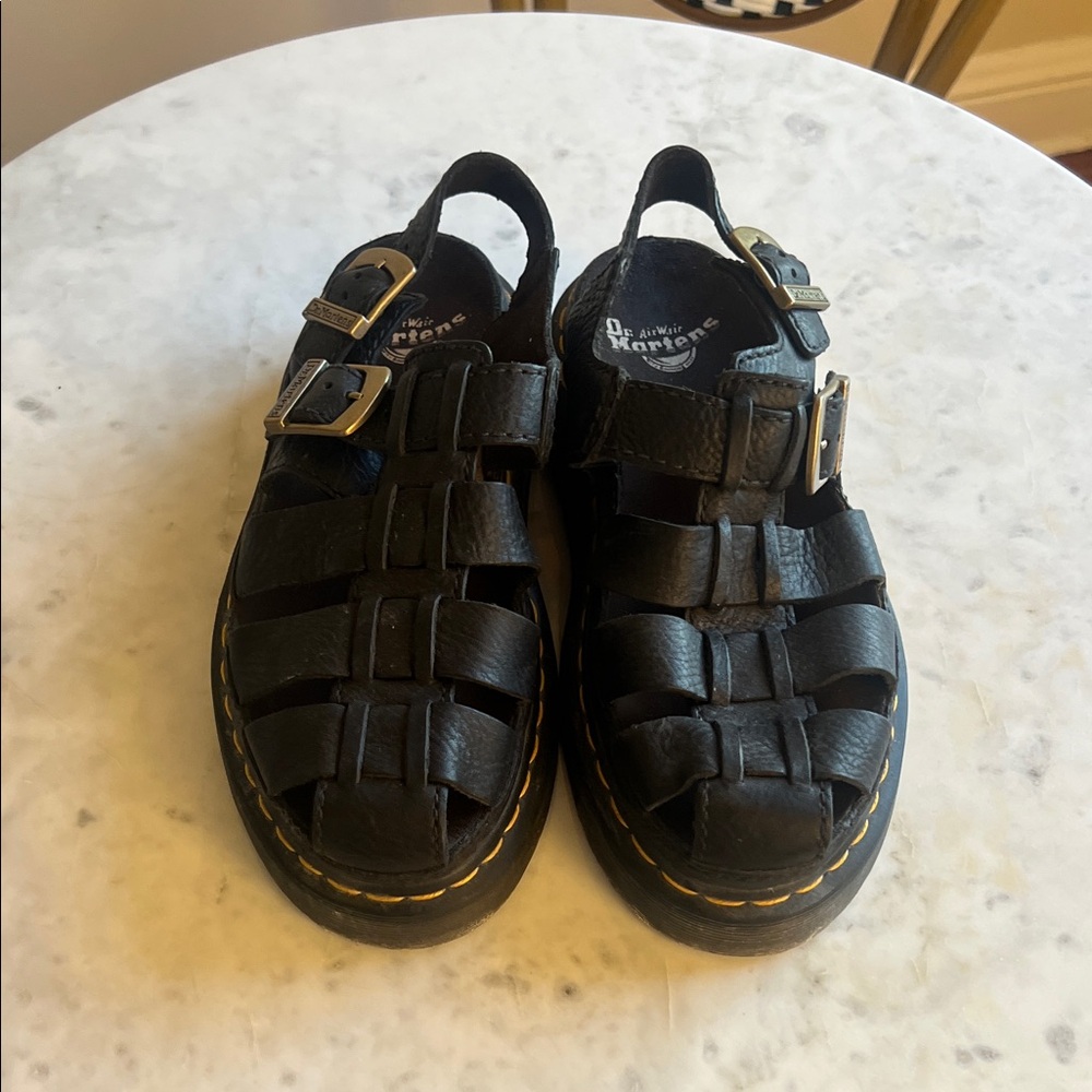 Dr. Martens Black Leather Buckle Sandals